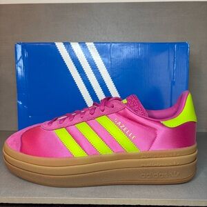 Adidas | NEW! Gazelle Bold Shoes - Semi Lucid Fuchsia Solar Lime ; Womens 9